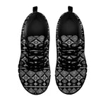 Black And White Boho Tribal Print Black Sneakers