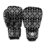 Black And White Boho Tribal Print Boxing Gloves
