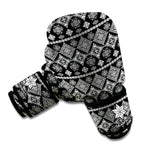 Black And White Boho Tribal Print Boxing Gloves