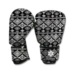 Black And White Boho Tribal Print Boxing Gloves