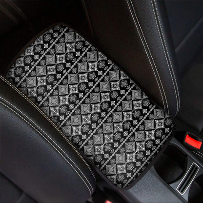 Black And White Boho Tribal Print Car Center Console Cover