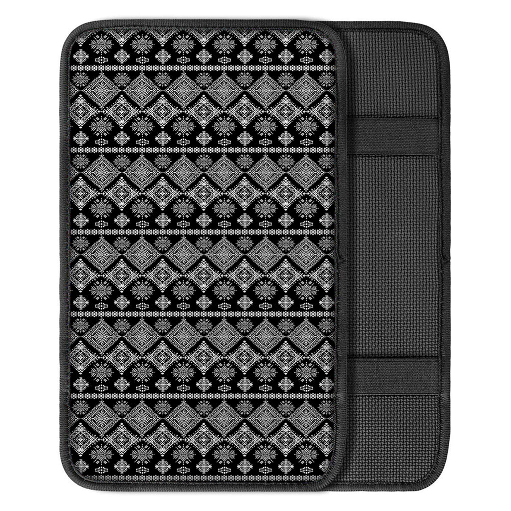 Black And White Boho Tribal Print Car Center Console Cover
