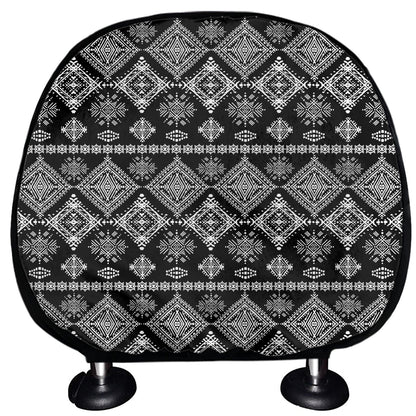 Black And White Boho Tribal Print Car Headrest Covers
