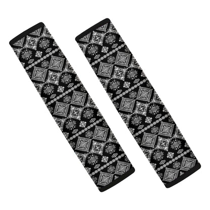 Black And White Boho Tribal Print Car Seat Belt Covers