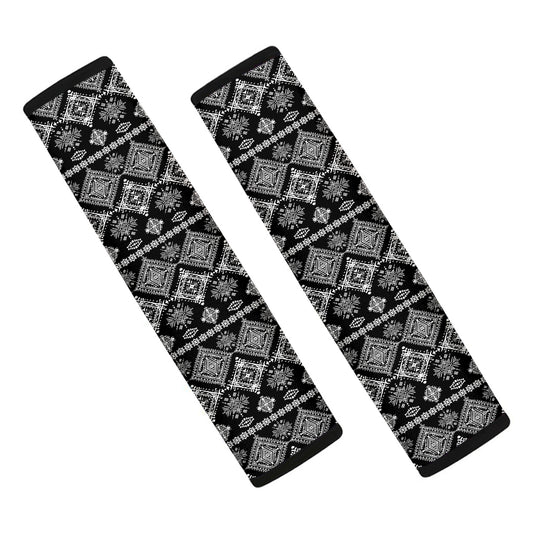 Black And White Boho Tribal Print Car Seat Belt Covers