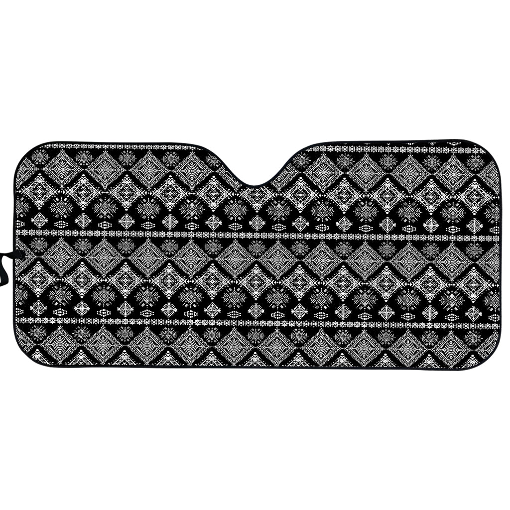 Black And White Boho Tribal Print Car Sun Shade