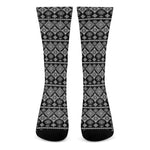 Black And White Boho Tribal Print Crew Socks