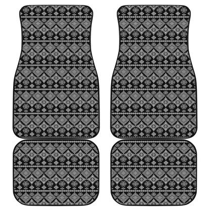 Black And White Boho Tribal Print Front and Back Car Floor Mats