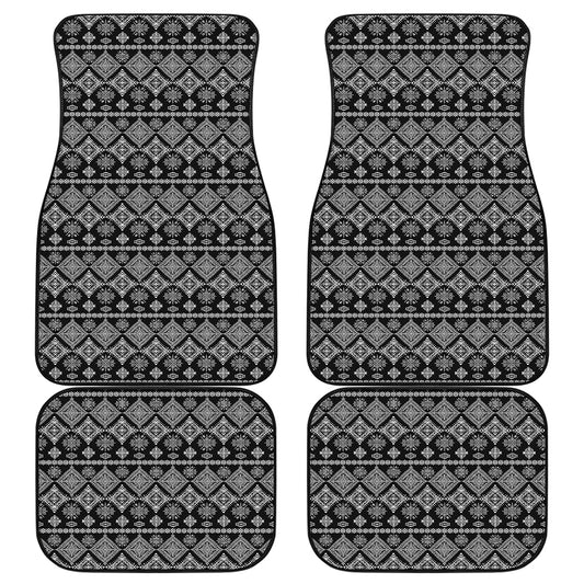 Black And White Boho Tribal Print Front and Back Car Floor Mats
