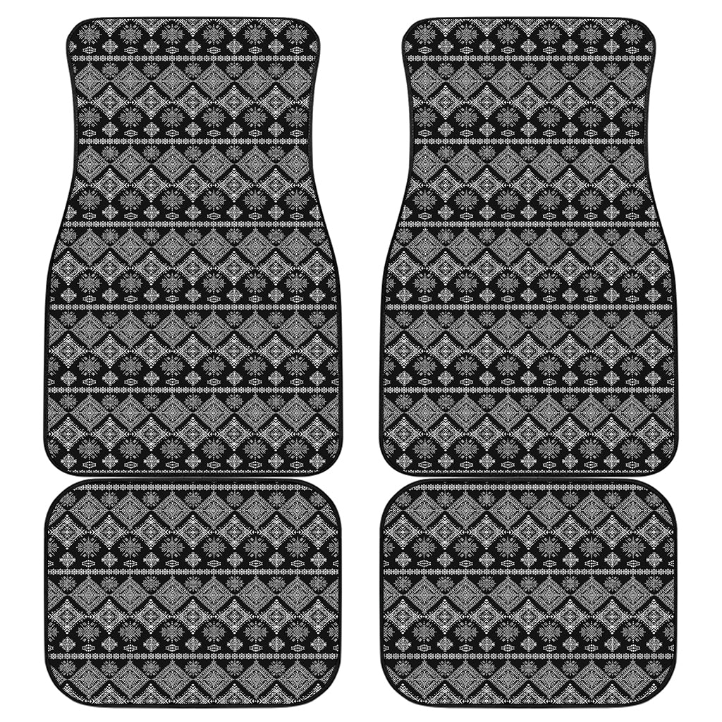 Black And White Boho Tribal Print Front and Back Car Floor Mats