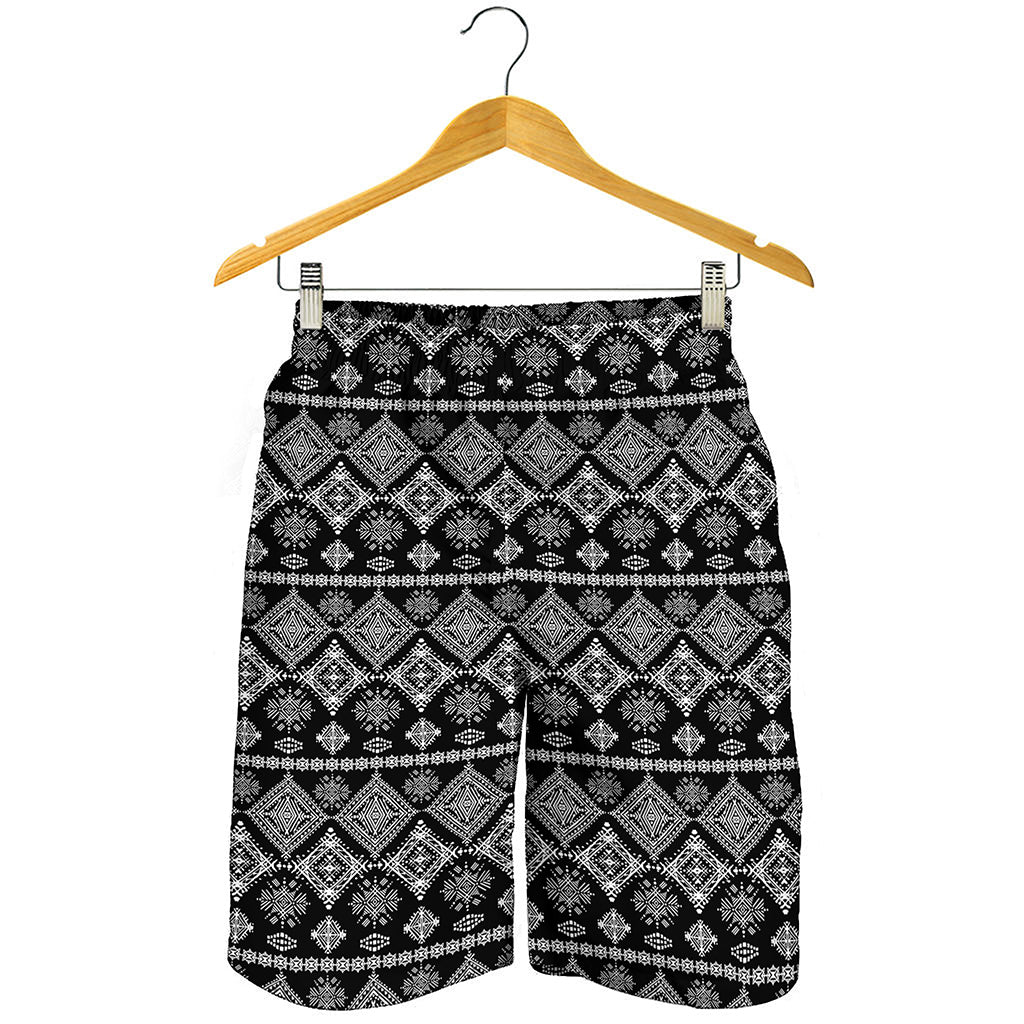 Black And White Boho Tribal Print Men's Shorts