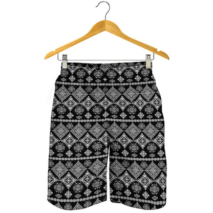 Black And White Boho Tribal Print Men's Shorts