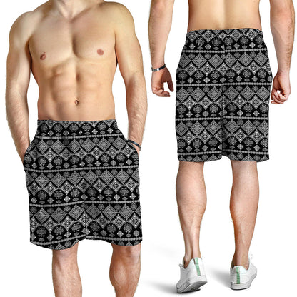 Black And White Boho Tribal Print Men's Shorts