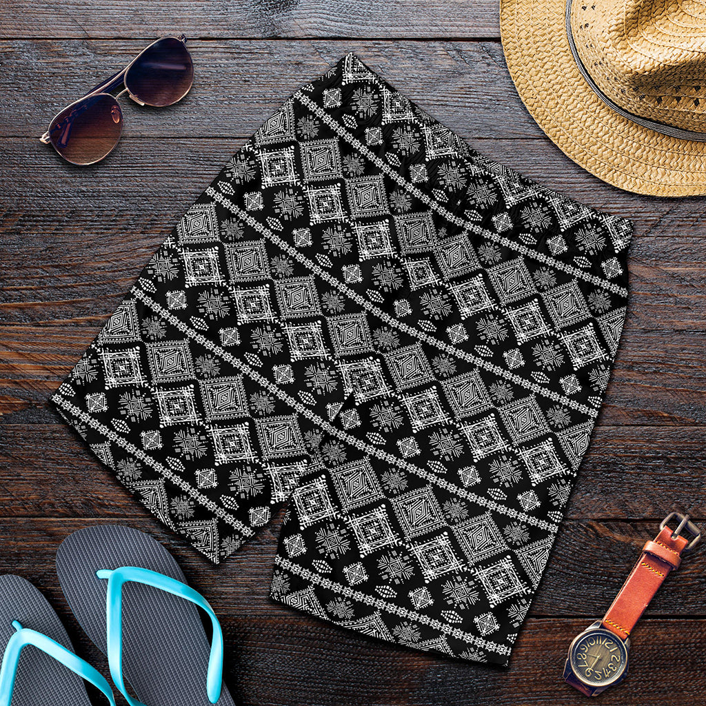 Black And White Boho Tribal Print Men's Shorts