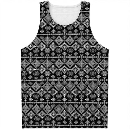 Black And White Boho Tribal Print Men's Tank Top