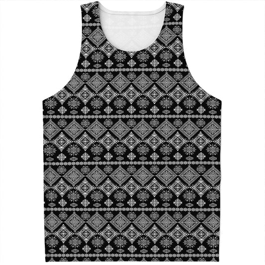 Black And White Boho Tribal Print Men's Tank Top
