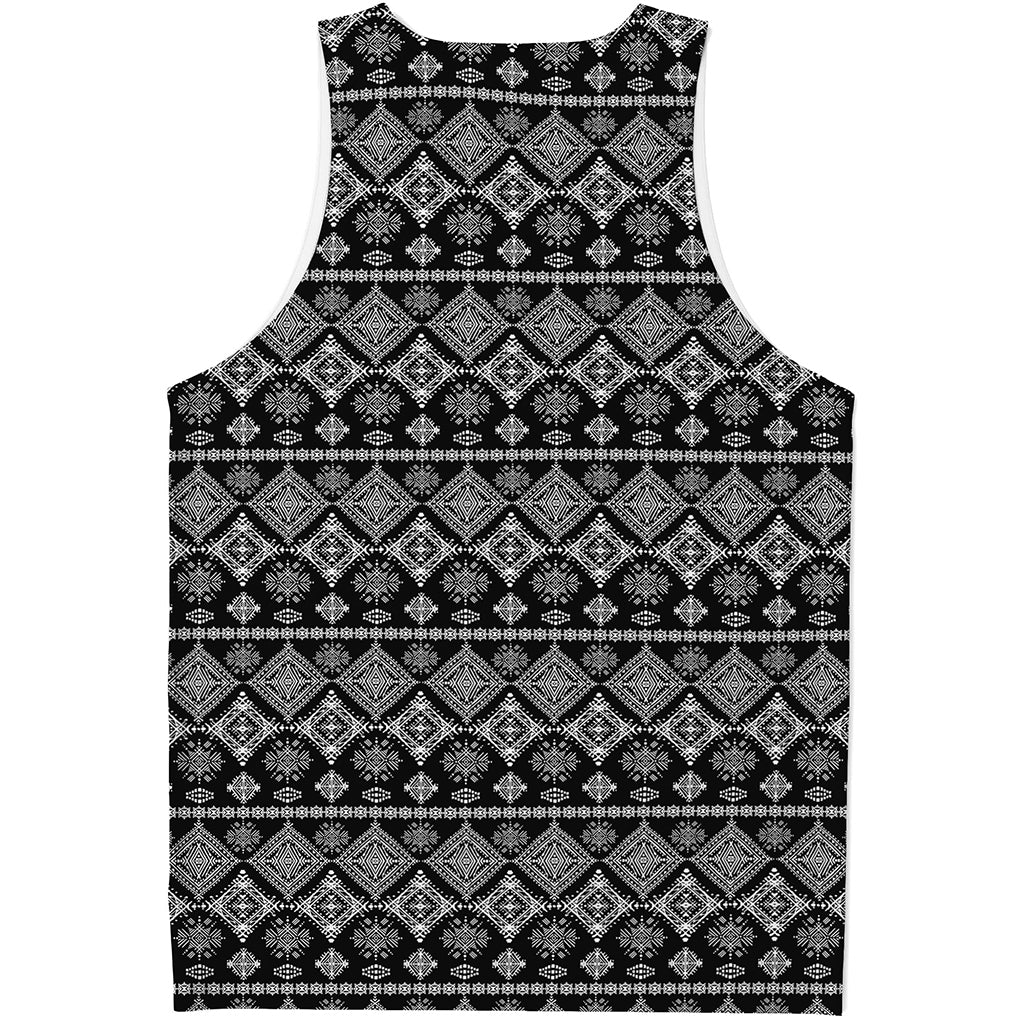 Black And White Boho Tribal Print Men's Tank Top