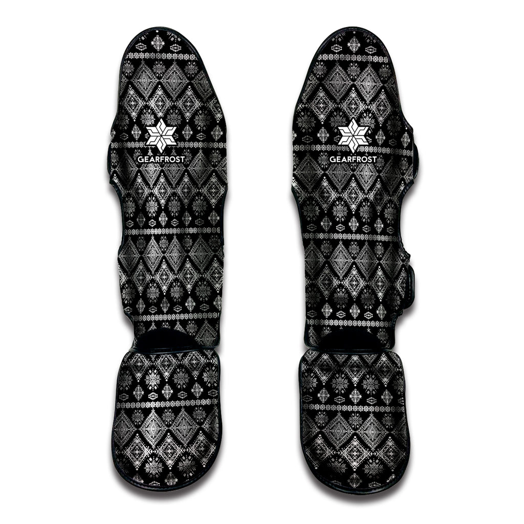 Black And White Boho Tribal Print Muay Thai Shin Guard