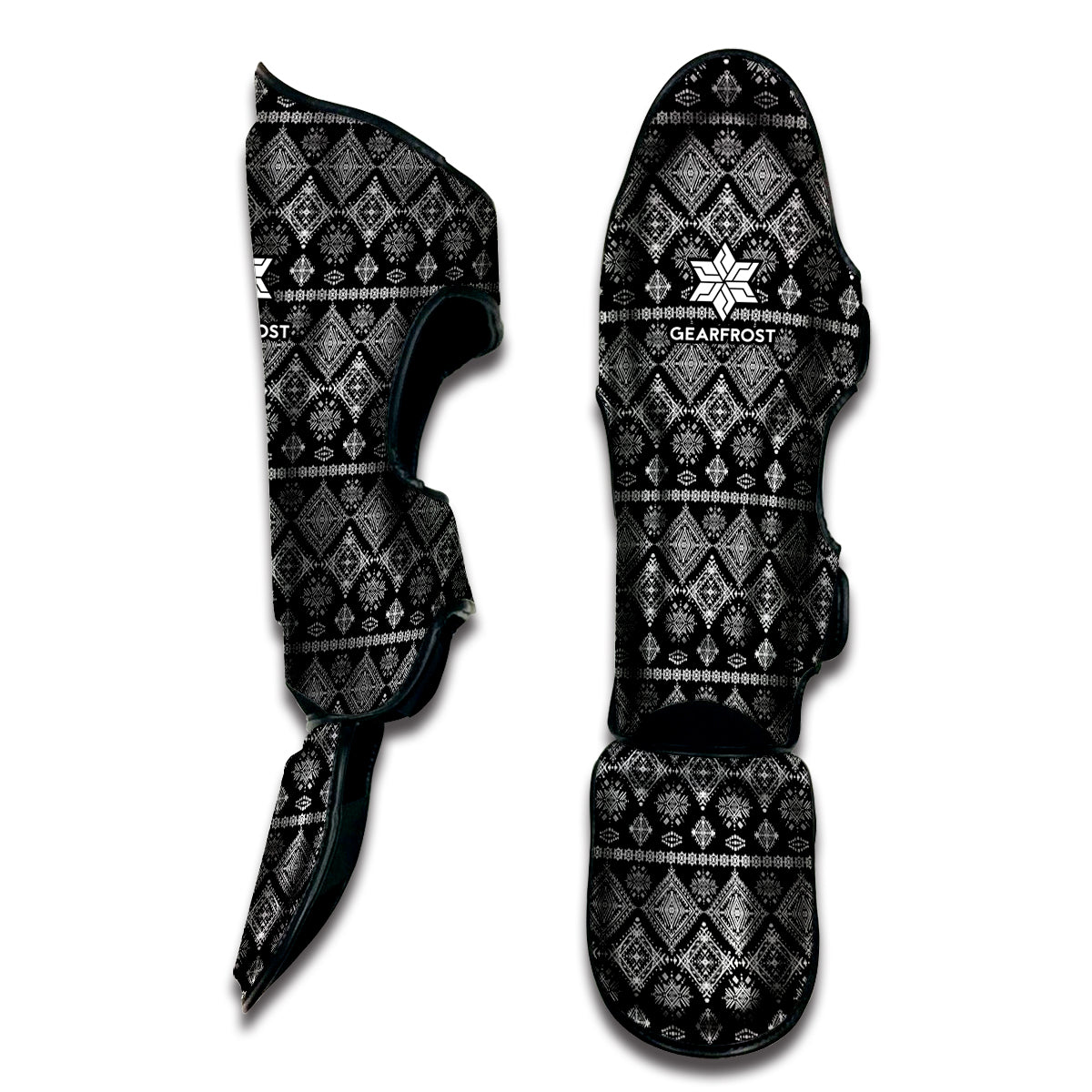 Black And White Boho Tribal Print Muay Thai Shin Guard