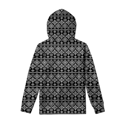 Black And White Boho Tribal Print Pullover Hoodie