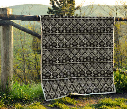 Black And White Boho Tribal Print Quilt