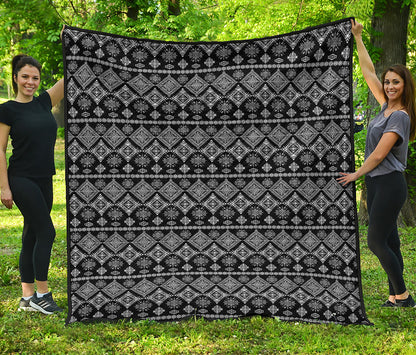 Black And White Boho Tribal Print Quilt