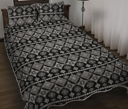 Black And White Boho Tribal Print Quilt Bed Set