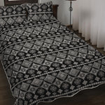Black And White Boho Tribal Print Quilt Bed Set
