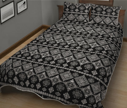 Black And White Boho Tribal Print Quilt Bed Set