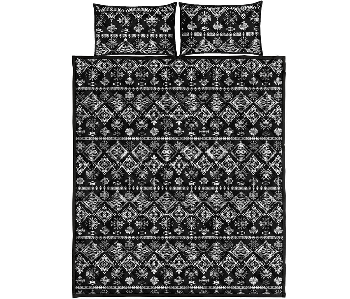 Black And White Boho Tribal Print Quilt Bed Set