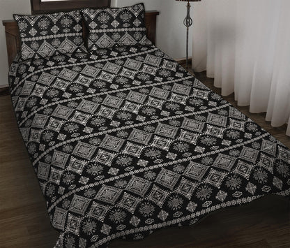 Black And White Boho Tribal Print Quilt Bed Set