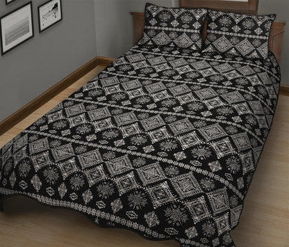 Black And White Boho Tribal Print Quilt Bed Set