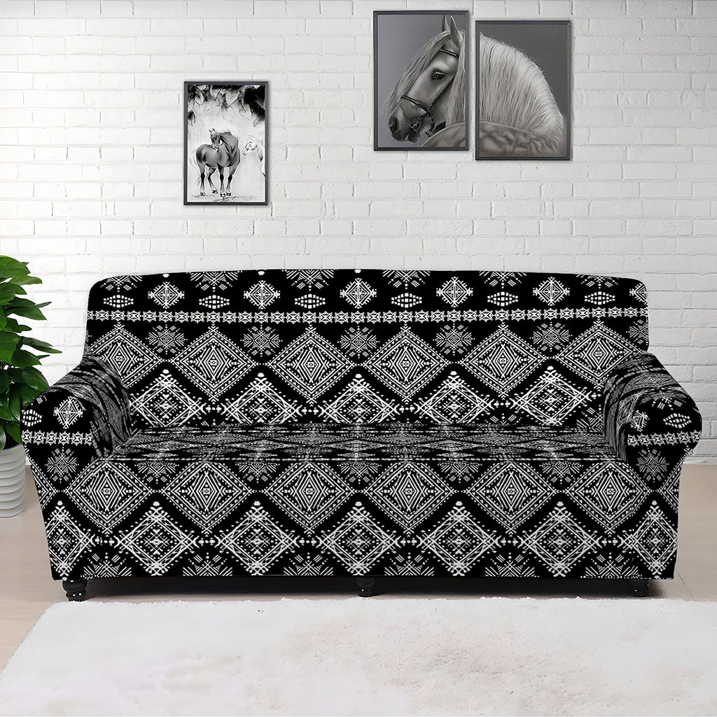 Black And White Boho Tribal Print Sofa Cover