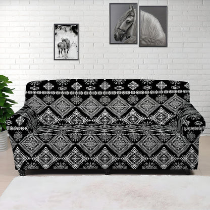 Black And White Boho Tribal Print Sofa Cover