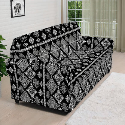 Black And White Boho Tribal Print Sofa Cover