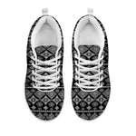 Black And White Boho Tribal Print White Sneakers