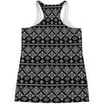 Black And White Boho Tribal Print Women's Racerback Tank Top