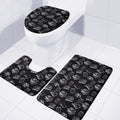 Black And White Books Pattern Print 3 Piece Bath Mat Set