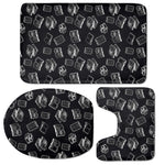 Black And White Books Pattern Print 3 Piece Bath Mat Set