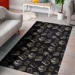 Black And White Books Pattern Print Area Rug