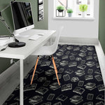 Black And White Books Pattern Print Area Rug