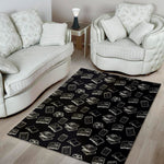Black And White Books Pattern Print Area Rug