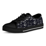 Black And White Books Pattern Print Black Low Top Shoes