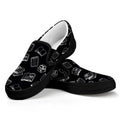 Black And White Books Pattern Print Black Slip On Sneakers