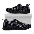 Black And White Books Pattern Print Black Running Shoes