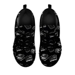 Black And White Books Pattern Print Black Sneakers