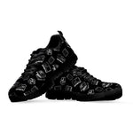 Black And White Books Pattern Print Black Sneakers