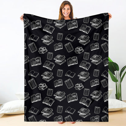 Black And White Books Pattern Print Blanket