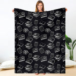 Black And White Books Pattern Print Blanket