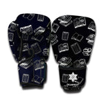 Black And White Books Pattern Print Boxing Gloves